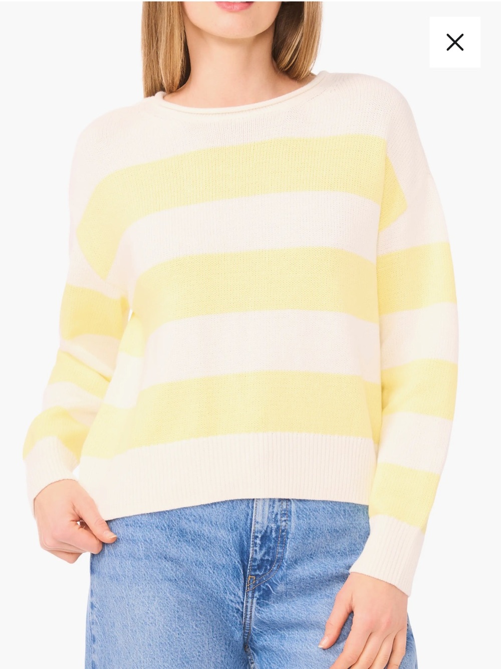 CeCe yellow Stripe Roll Neck Sweater (M) NWT